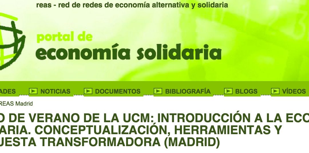 Ecooo participa en el Curso de Verano "Introducción a la Economía Solidaria" de la UCM